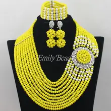 Fantastican желтой Африканской бижутерия из бисера комплект новинка Нигерии Свадебные ювелирные изделия указан aij101