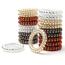 Fashion 4 Pcs 4 Color Women Girls Size 5.5 CM Hair Bands Elastic Rubber Telephone Wire Hair Ties & Plastic Rope Hair Accessory