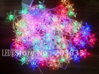 

Christmas party Multicolour 10M pentacle LED String Decoration Light with Tail plug 220V Free Shipping