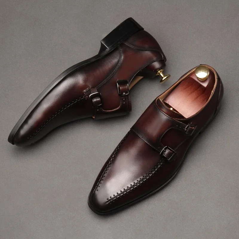 OMDE/Новое поступление; официальная обувь из натуральной кожи; Мужские модельные туфли ручной работы; мужские туфли с двойным ремешком; кожаные лоферы без застежки
