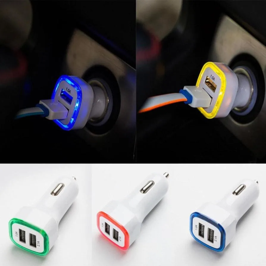 

Car Adapter For Iphone/Samsung/HTC USB Socket Charger Power Adapter Outlet Power 2.1A LED USB Dual 2 Port Adapter Socket