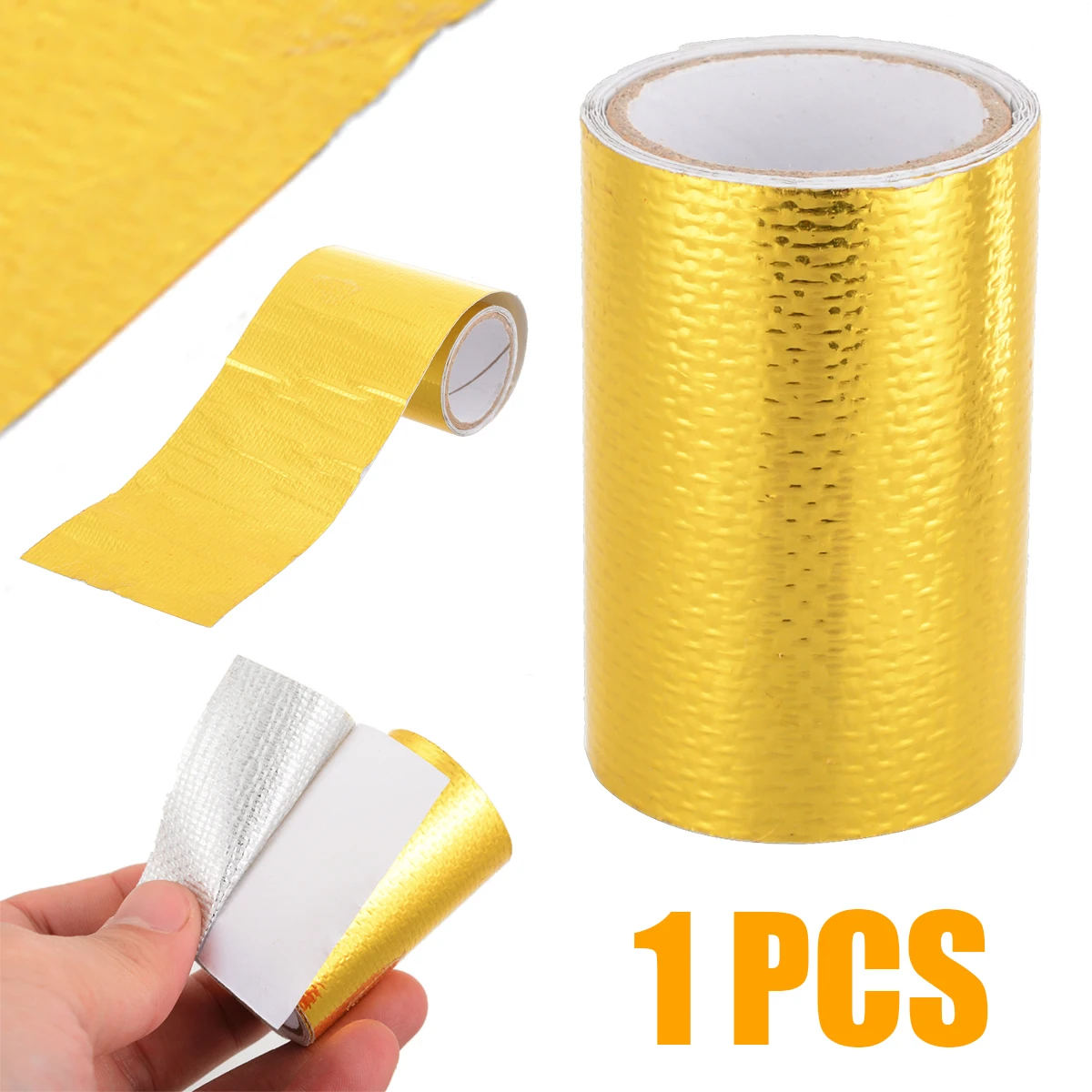 1 Roll 5*80cm Adhesive Reflective Gold High Temperature Heat Shield Wrap Tape Heat Shield Wrap Waterproof Tapes