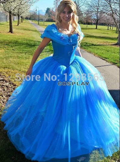 

2015 New Movie Princess adult Cinderella Gorgeous Dress Custom Made Cosplay Costume fancy dress holleween dress for kids