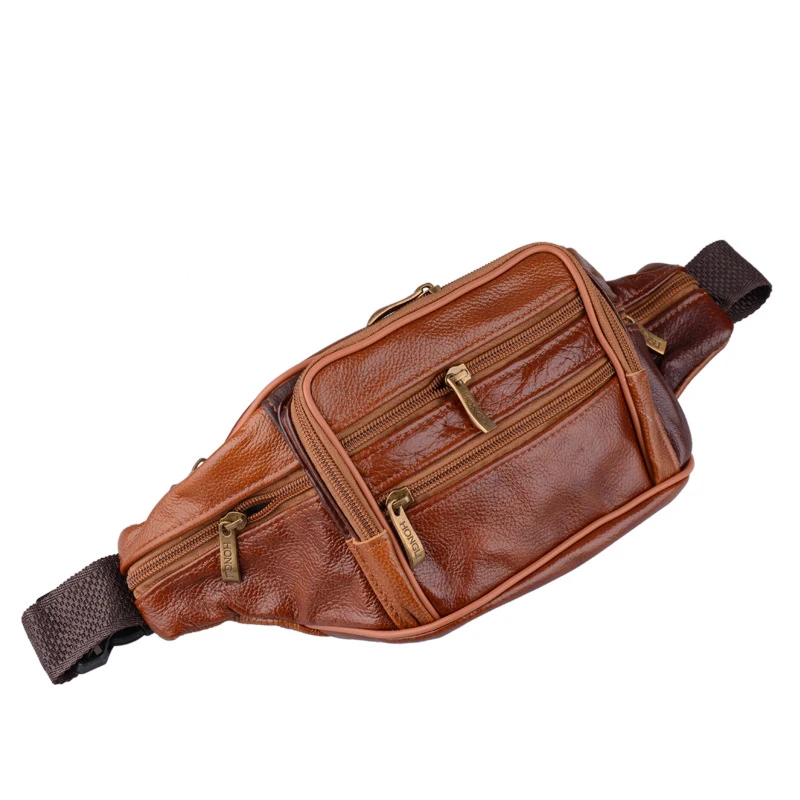 Винтажная Мужская нагрудная поясная сумка из натуральной овечьей кожи, сумка-кошелек, многофункциональная сумка через плечо, дорожная сумка на молнии