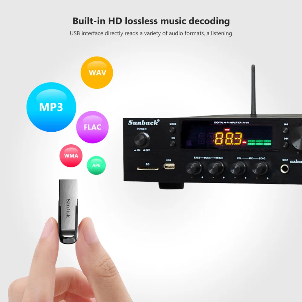 SUNBUCK 150 Вт + HiFi беспроводной Bluetooth цифровой стерео усилитель караоке домашний