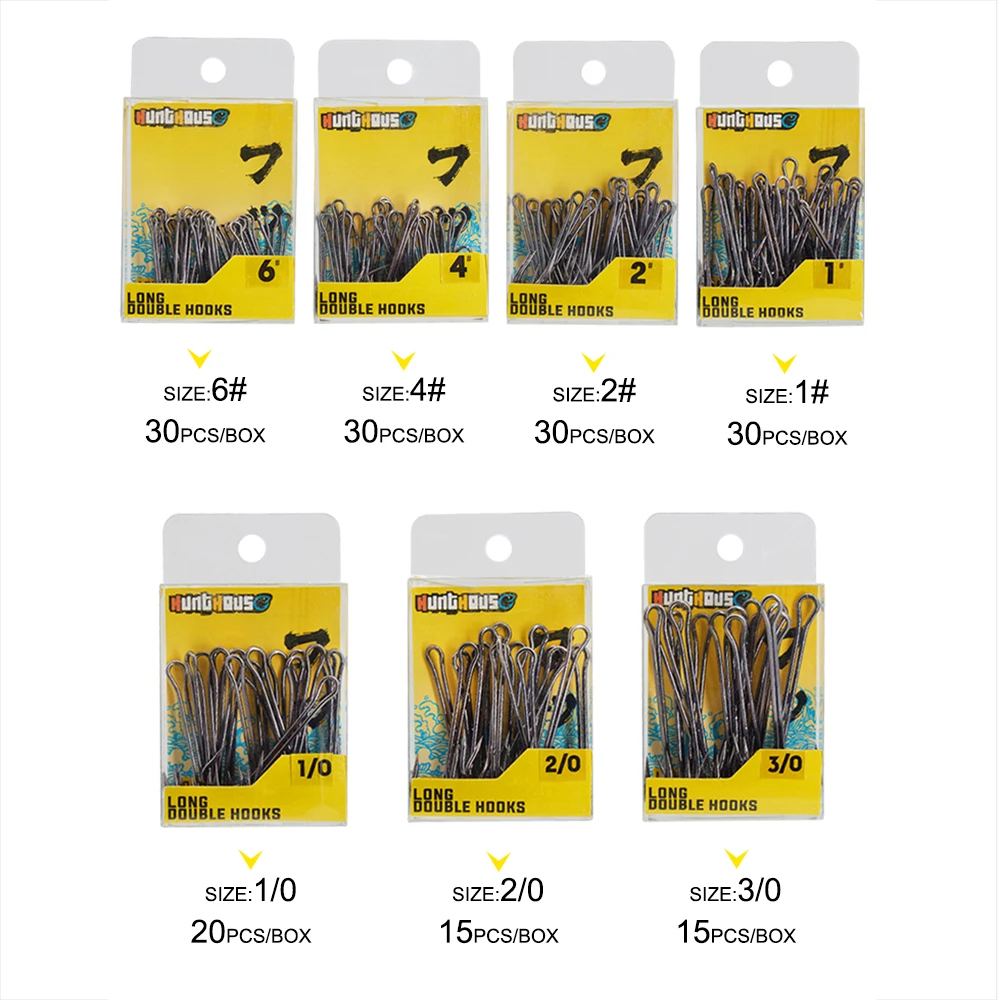 Hunthouse 2018 new fishing hooks Double Hook long high carbon steel fishing tackle different sizes equiped with soft lure