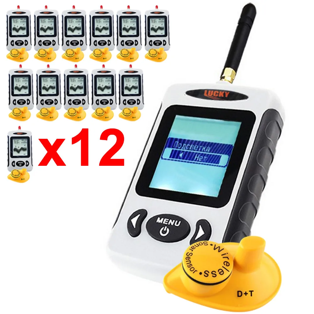 

12 x pieces LUCKY FFW-718 Russian Menu Digital 45M Wireless Sonar Sensor Fish Finder River Lake Sea Fishfinder