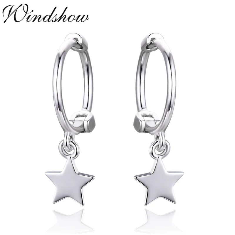 

Cute 925 Sterling Silver Tiny Star Charms Circles Small Loops Huggie Hoops Earrings For Women Jewelry Kids Girls Aros Aretes