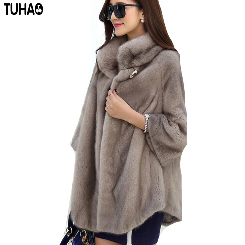 TUHAO Autumn Winter WARM THICK Faux Fur Coats Women Long Slim Fur Coat Outerwear Female Warm Outwear Coats for Women FR-1