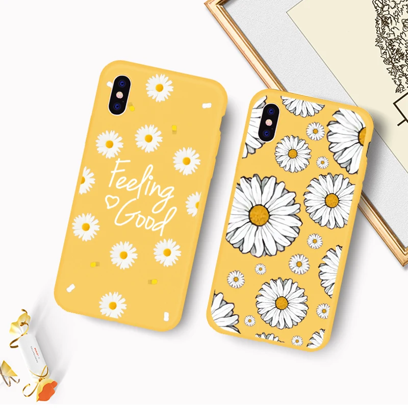 Fashion Summer Daisy Sunflower Floral Flower Soft TPU Phone Case Fundas Coque For iPhone 7 7Plus 6 8 8PLUS X XS Max Samsung S8 9