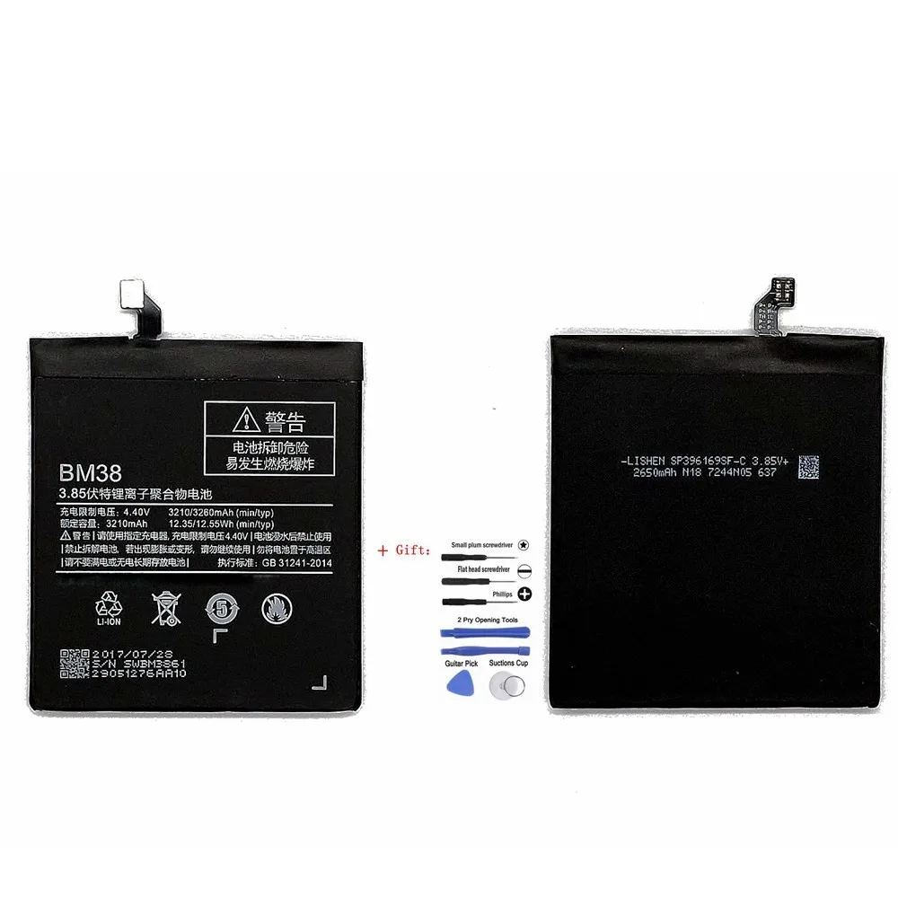 

Suqy New 3210mAh BM38 BM 38 BM-38 Battery For Xiaomi Mi4s Mi 4S Replacement Batteries Accumulator +Tools