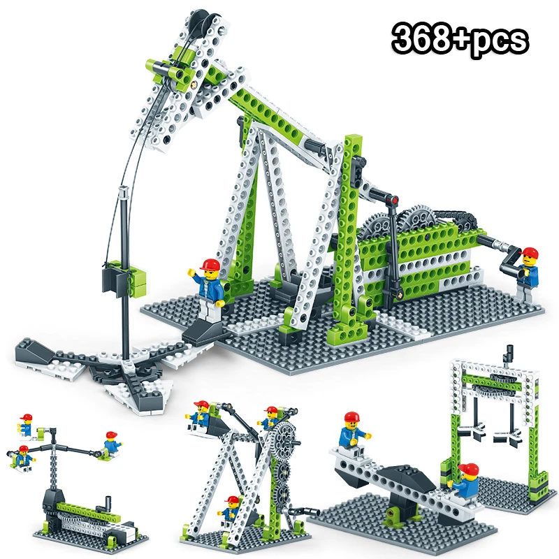 

368Pcs 4 in 1 Educational Building Blocks Kid Inventor Learning Bricks Plastic Block Compatible LegoING Technic Toy For Children
