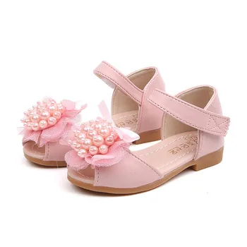 

Girls Antiskid Shoes Summer Children Shoes Summer Leather Pearl Floral Kids Sandals Sneakers First Walkers