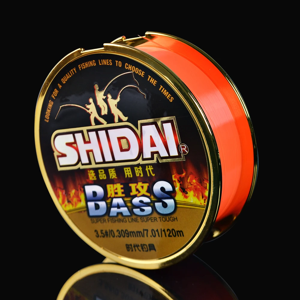 ساخنة جديدة 120 متر 4.8LB-21LB shidai أورانج سوبر قوي خط النايلون ل باس الصيد إغراء الصيد خط ارتداء resisting ينها دي pesca