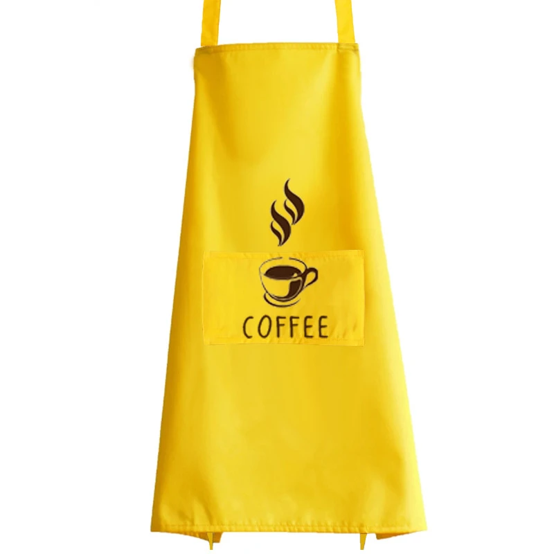 68x74 см водонепроницаемые ремни фартук с карманом кофе печатные фартуки для женщин мужчин дома Кофейня чистящие средства для кухни инструменты - Цвет: Yellow 2