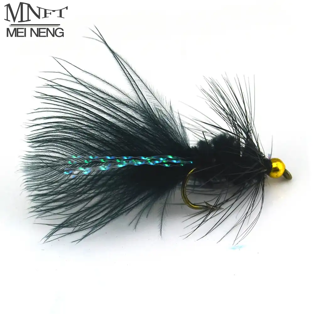 Hook Size 8 Bead Head Crystal Woolly Bugger Streamer Fishing Fly Yellow Black