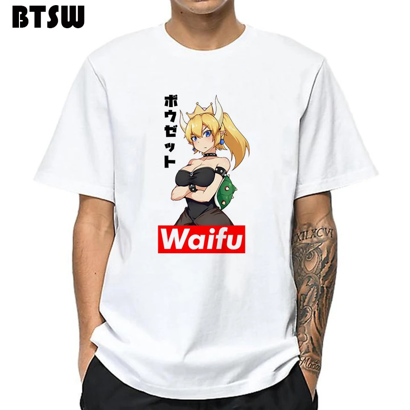 2019 для мужчин Забавные футболки Harajuku принт Bowsette Kawaii Девушка японский стиль аниме топы корректирующие уличная мужской Ария Старк унисекс