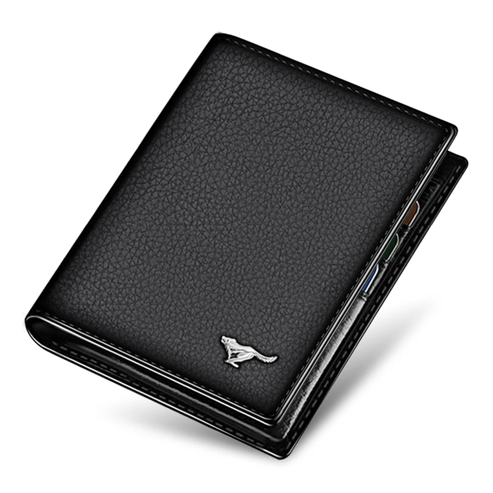 SEPTWOLVES Genuine Leather Bi Fold Wallet Black Vertical Design Wallet Business/Casual for Men ...