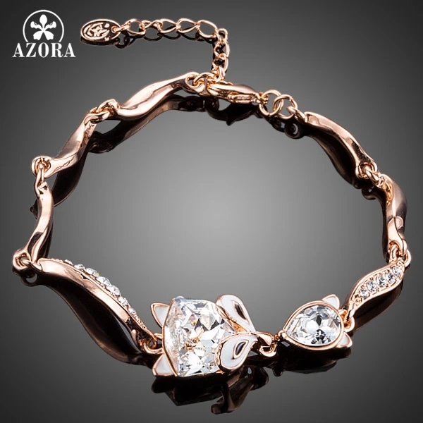 

AZORA Fox Lady With Rose Gold Color Stellux Austrian Crystal Bracelet for Women TS0104
