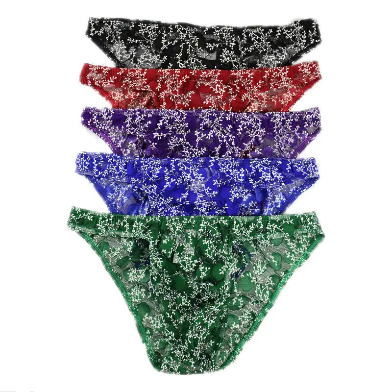 

5Pcs/Lot Fetish Mens Floral Underwear Panties Lingerie Gays Sexy Bulge Pouch Jockstrap Mini Bikini Briefs Underpants Bottoms Hot