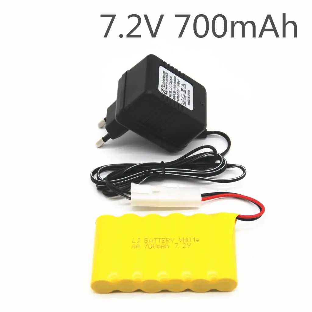 

7.2v 700mah AA NI-CD Battery With 7.2v Charger Set For Electric toys car Telerobot boat Remote control Tank L6.2-2P Plug