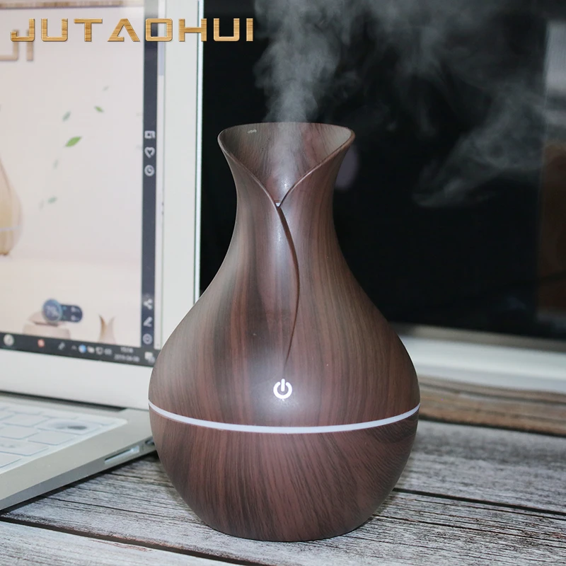 

mini usb Air Humidifier Wood Grain Aroma Diffuse Desk Humidificador decoration Essential Oil Mist Maker LED Light for Home