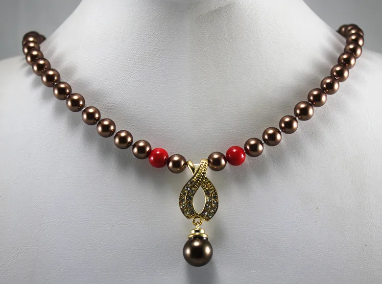 

new arrive design18inches Noblest coffee Freshwater Pearl Necklace 7-8mm pearl Jewelry fashion jewellery