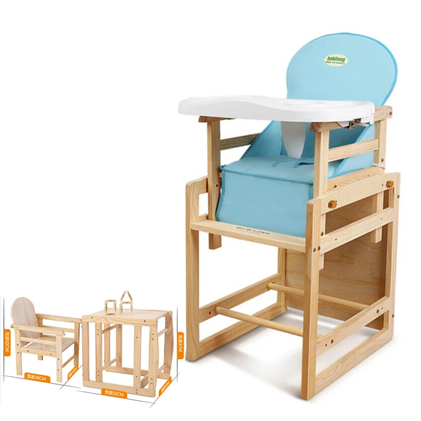 Multifunctional Table and Chair for Kids,Baby Feeding Seat Chair Wood