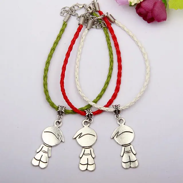 50pcs Zinc Alloy Silver Cute Boy Charms Multicolor Braided Rope 50pcs Zinc Alloy Silver Cute Boy Charms Multicolor Braided Rope Protection Good Luck Bracelets Diy Jewelry