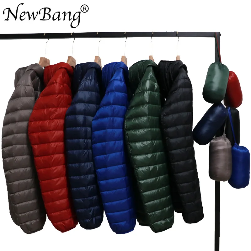 

NewBang 6 Colors Thin Jacket Men 90 Duck Down Jacket Ultra Light Down Jacket Hooded Outdoors Feather Parka With Carry Bag
