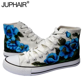 

New Shoe Women Males Great Canvas High Leisure Boy Girl Hand Painted Flat Shoes Footwear Cat Flowers Princess Butterfly Platform