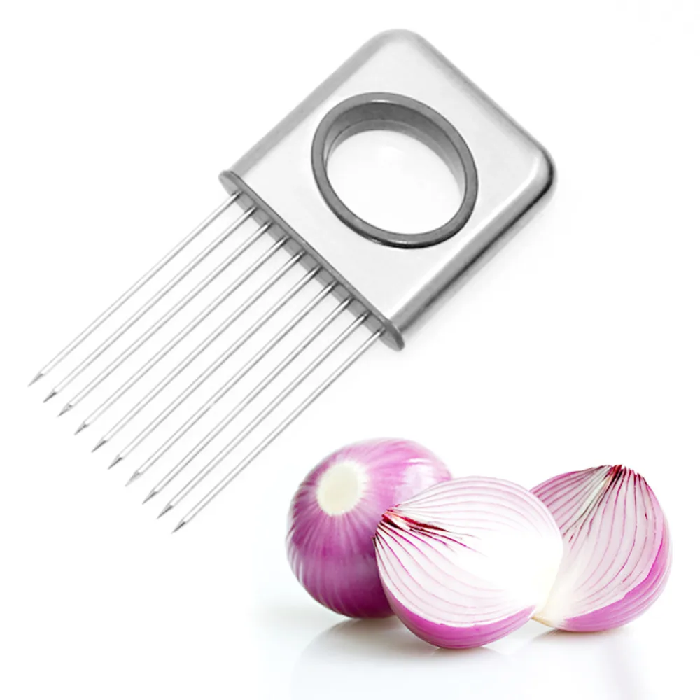 

Tomato Onion Vegetables Slicer Cutting Aid Holder Guide Slicing Cutter Safe Fork Meat Vegetable Stainless Steel Kitchen Gadgets