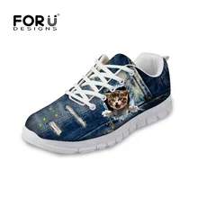 FORUDESIGNS/удобная женская повседневная обувь; стильная женская обувь на плоской подошве с принтом кота; дышащая женская уличная прогулочная обувь