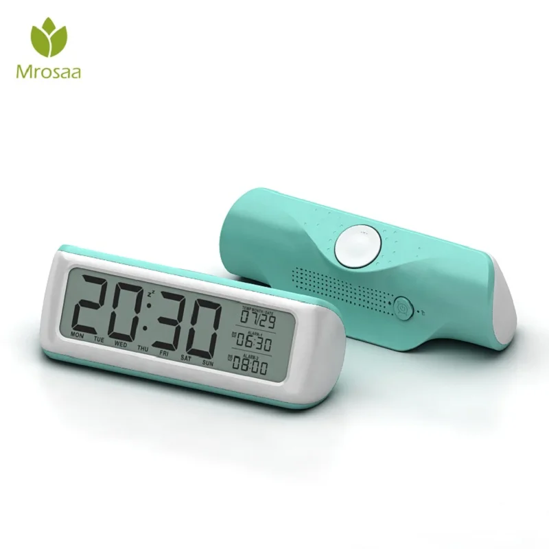 

Mrosaa Large LCD Digital Alarm Clock with Backlight Snooze desktop clock Button Easy Setting Green Table clocks For Kids