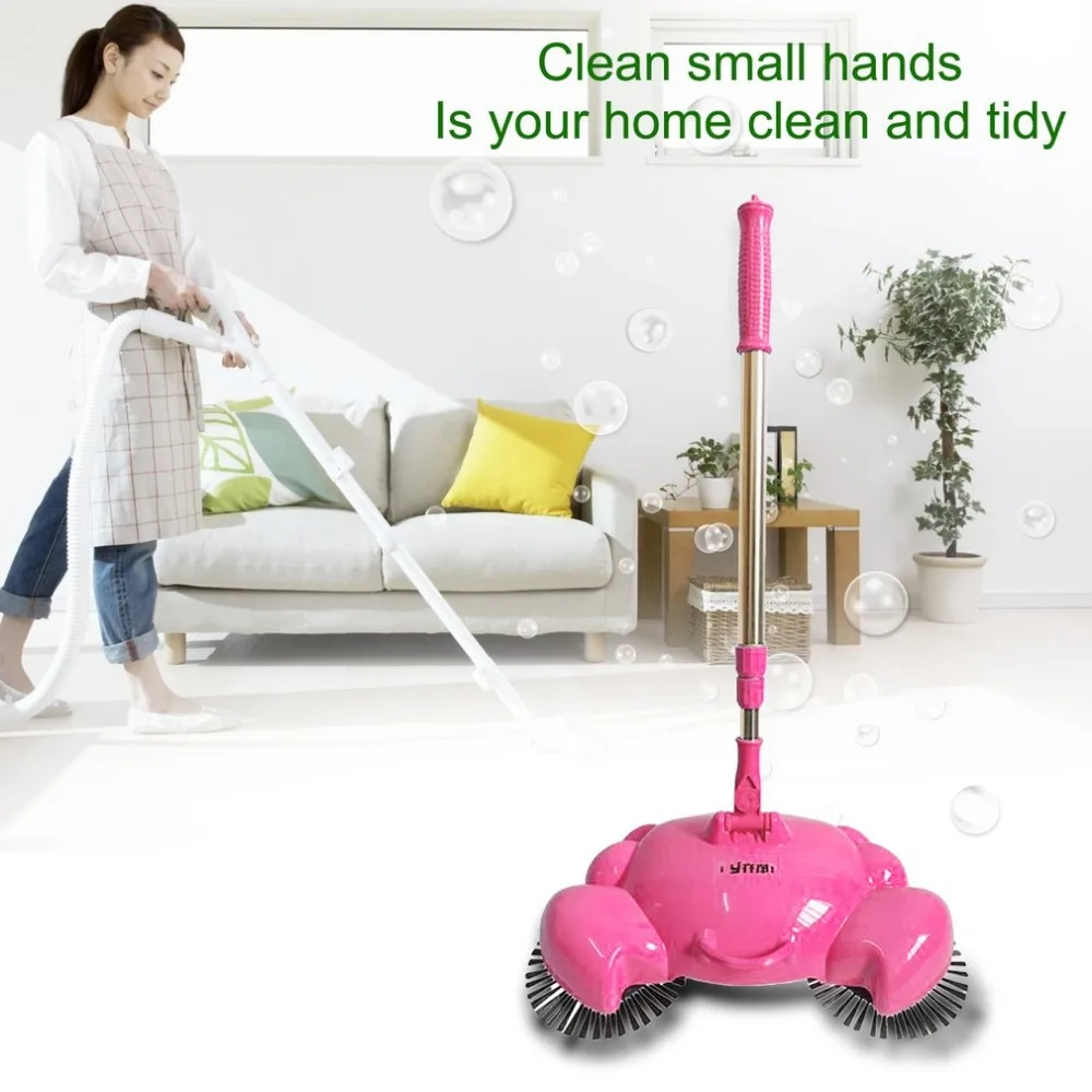 

Floor Sweeping Machine Without Electricity Rotatable Cleaner Handheld Sweeper with Adjustable Handle Household Cleaning Tool