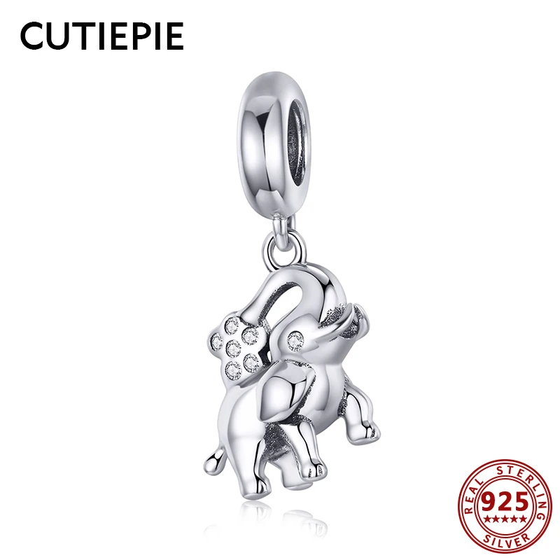 

CUTIEPIE 100% Real 925 Sterling Silver Animal Lucky Elephant DIY Charms Fit for Women Pendant Bracelets Necklaces Jewelry Gifts