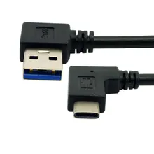 CY 0.3 M USB Reversível 3.1 USB-C Angulado para a Esquerda Em Ângulo de 90 Graus A Macho Cabo de Dados de Alta Qualidade