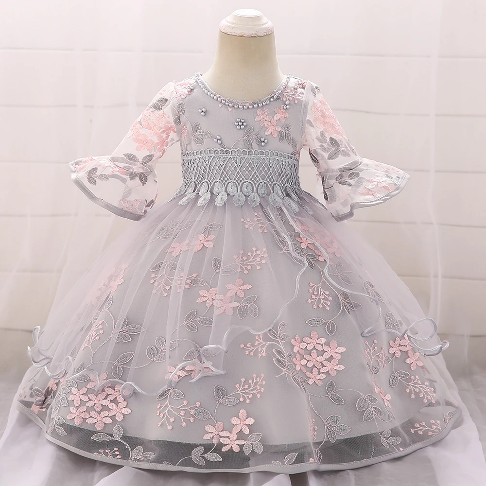 2020 hiver vêtements bébé fille robe à manches longues 2 1st anniversaire robe pour fille robe fête princesse baptême robe infantile fleur