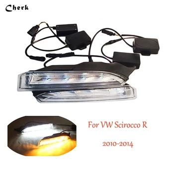 

Day Light White LED Daytime Running Lights DRL Yellow Turn Signal Light For Volkswagen VW Scirocco R 2010 2011 2012 2013 2014