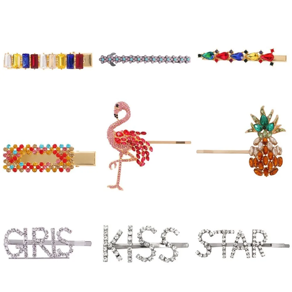 

New Elegant Full Rhinestone Hairpins For Women Birds Fruit Geometric Shape Hair Clip Lady Barrettes Fashion Hair Jewelry Gift