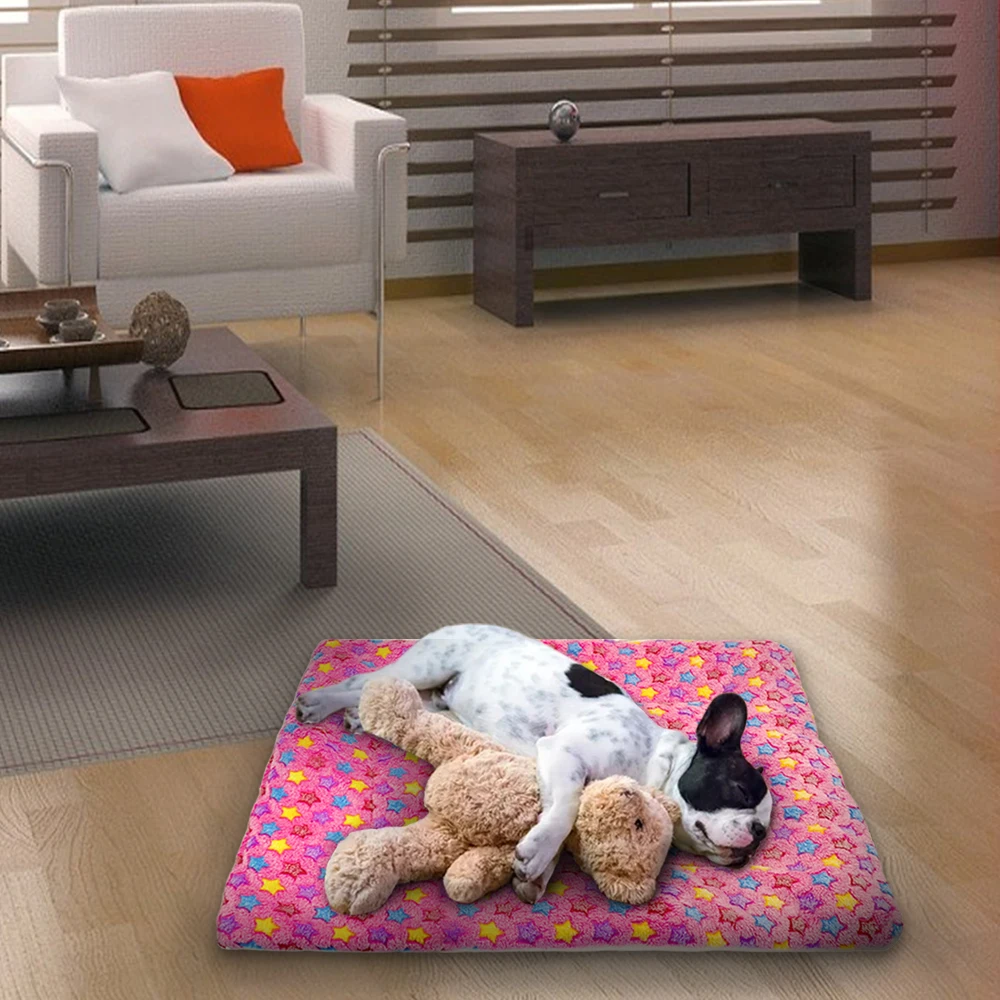 Зимняя одежда для собак кровать мягкий фланелевый флисовый, для питомца одеяло для сна покрывало коврик для маленьких средних больших