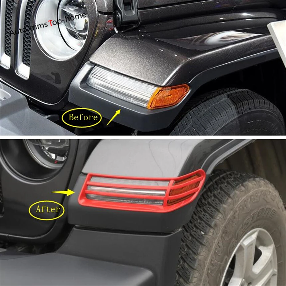 Black ABS Car Front Wheel Eyebrow Light Cover Trim For Jeep Wrangler JL 2018+