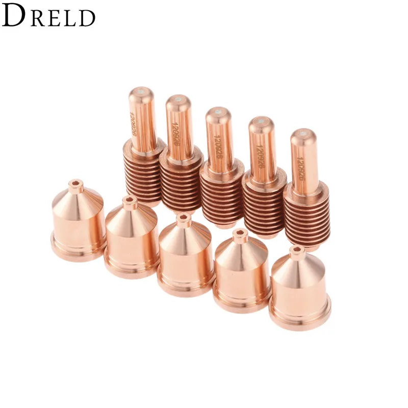 DRELD 10pcs/set 80A Electrode 120926 +Nozzle 120927 Shielded Processes for Plasma Cutting Torch Consumables Welding Supplies DRELD 10pcs/set 80A Electrode 120926 +Nozzle 120927 Shielded Processes for Plasma Cutting Torch Consumables Welding Supplies