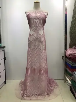 

PINK Latest African Voile Lace Switzerland French Tulle Lace Embroidery Sequins African French Lace Fabric 2019 High Quality
