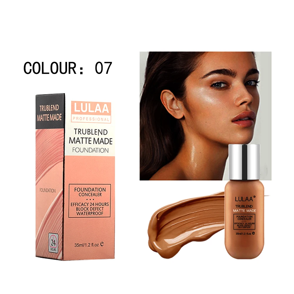 Natural 35ml Soft Matte Long Wear Foundation Oil Control Waterproof Concealer Liquid Foundation Cream Women Beauty Makeup TSLM1 - Цвет: 07