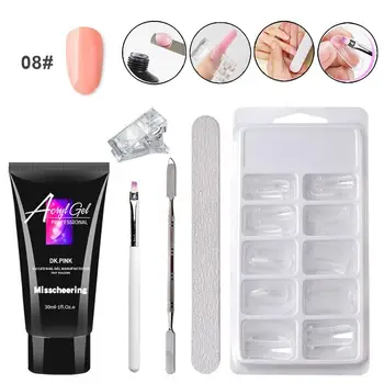 

Painless Extension Gel Manicure Free Paper Tray Fast Extension Crystal Model Painless Crystal Glue Set 100PCS Nail Tips Mold