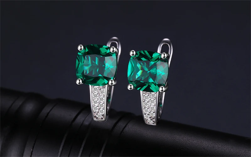 Giffany Emerald Jewelry Wedding Set Ring Pendant Hoop Earrings 925 Sterling Silver