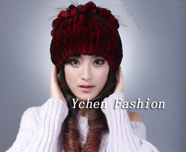 YCFUR, женские шапочки, зимние шапки в полоску, настоящий мех кролика, шапка для женщин, шапки из натурального меха, женская шапка s, Зимняя