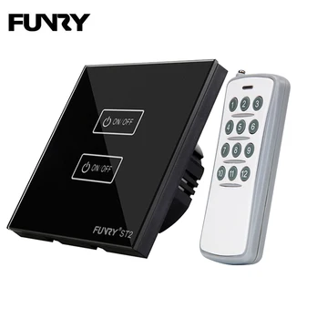 

FUNRY 220V 2 gang 1 way Smart Switch Touch Switch Remote Control RF433MHz Smart Control Home Light Switch 170-240V 86*86*36mm