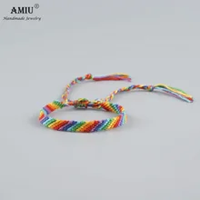 AMIU радужные браслеты дружбы ручной работы, тканые хлопковые браслеты дружбы, браслет макраме, браслет в стиле бохо, браслет на запястье